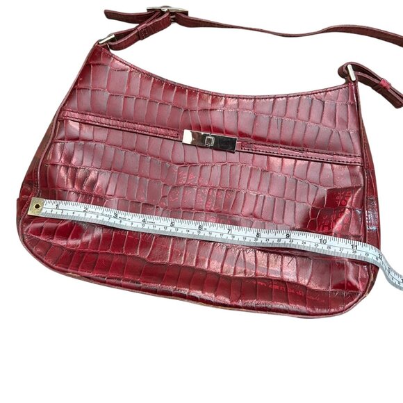 Charter Club Croc Embossed Faux Leather Shoulder Bag Dark Red Y2K Hobo - Picture 11 of 16